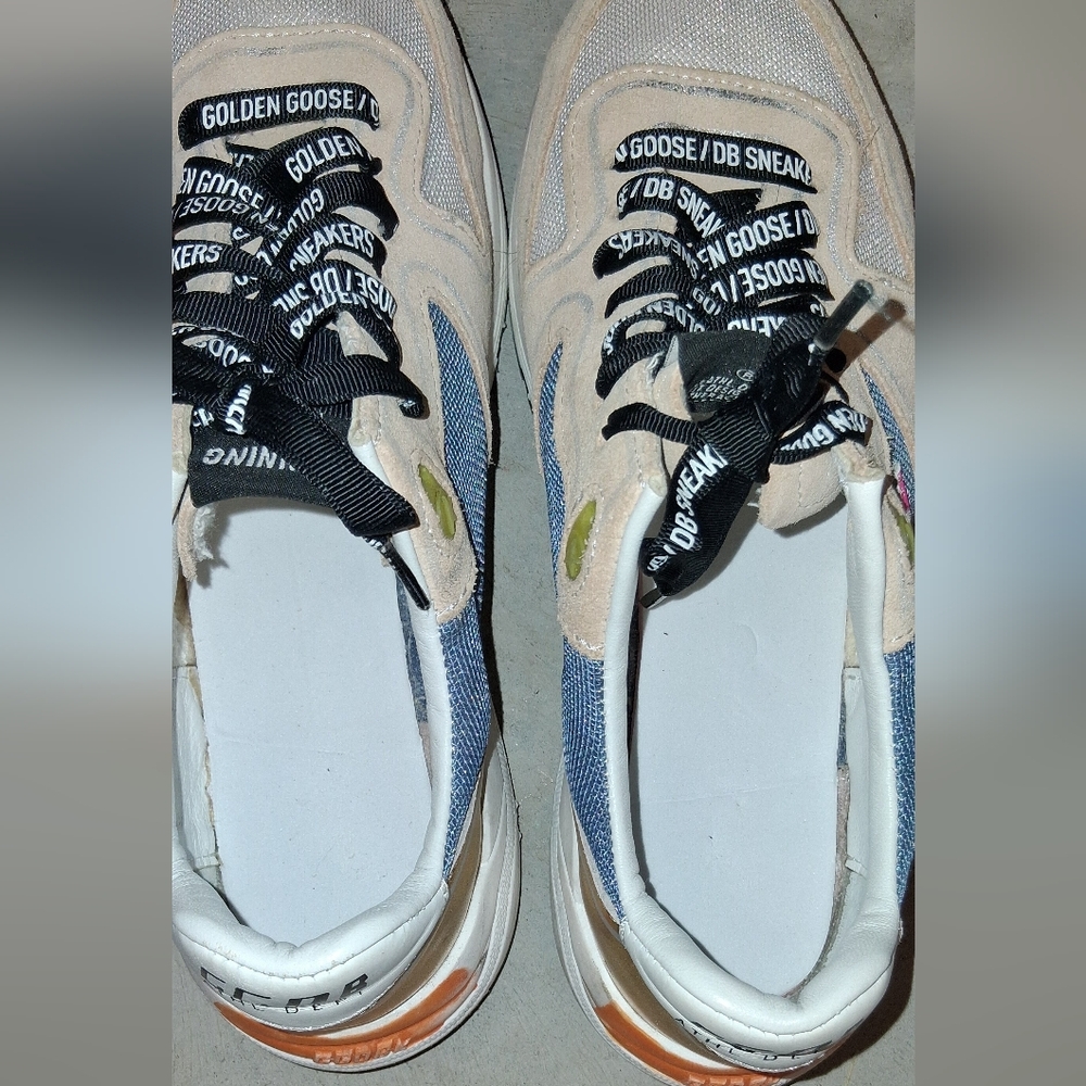 Golden Goose Beige Blue Pink Star Sneakers - Picture 8 of 16